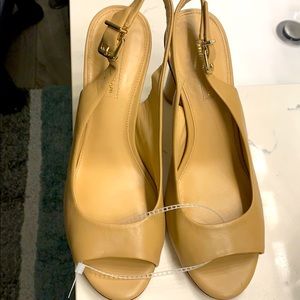 Tan sling back 3 inch heels